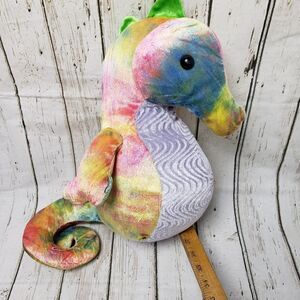 Build-A-Bear Splish Splash Seahorse Tie-Dye Rainbow Plush Soft BAB under the sea